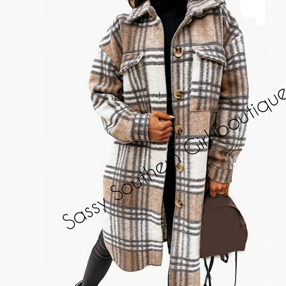 ⭐🆕 Boho khaki cream long shacket - Picture 10 of 13